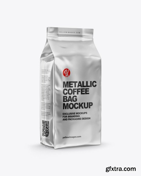 Metallic Coffee Bag Mockup - Half Side Mockup 61986