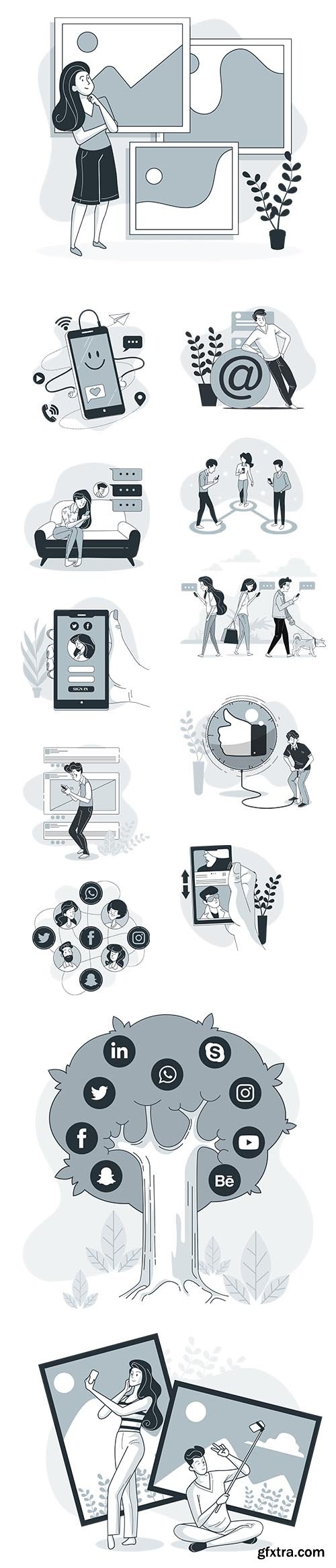 Vector Illustrations Social Media Concept Vol 2
