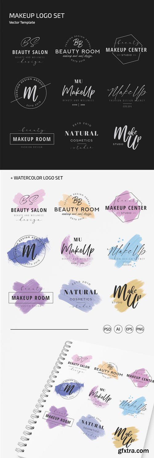 Makeup Logo Set Vector Templates Makeup Logo Set Vector Templates