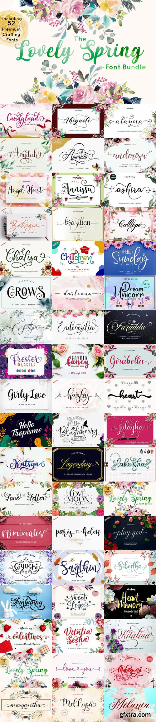 The Lovely Spring Font Bundle - Including 52 Premium Crafting Fonts The Lovely Spring Font Bundle - Including 52 Premium Crafting Fonts