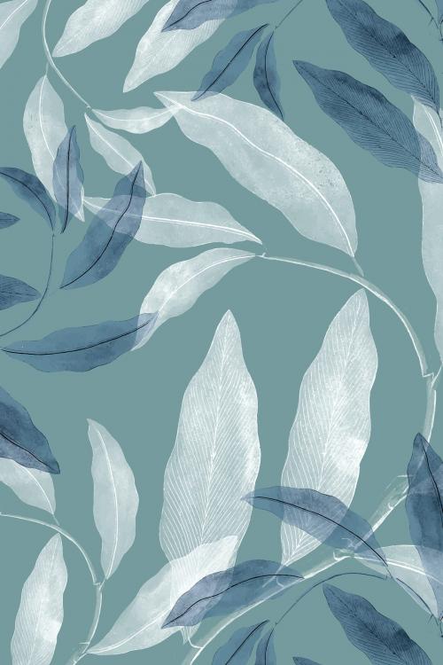 Blue and white leafy background vector - 2097009