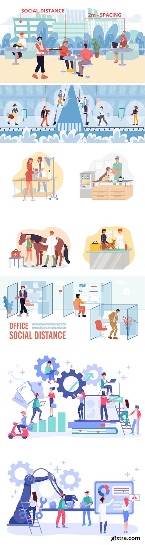 People on the different Situations Vector Illustration