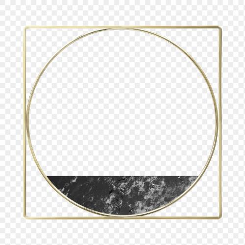 Gold square and round frame decorated with a marble plate transparent png - 2036835