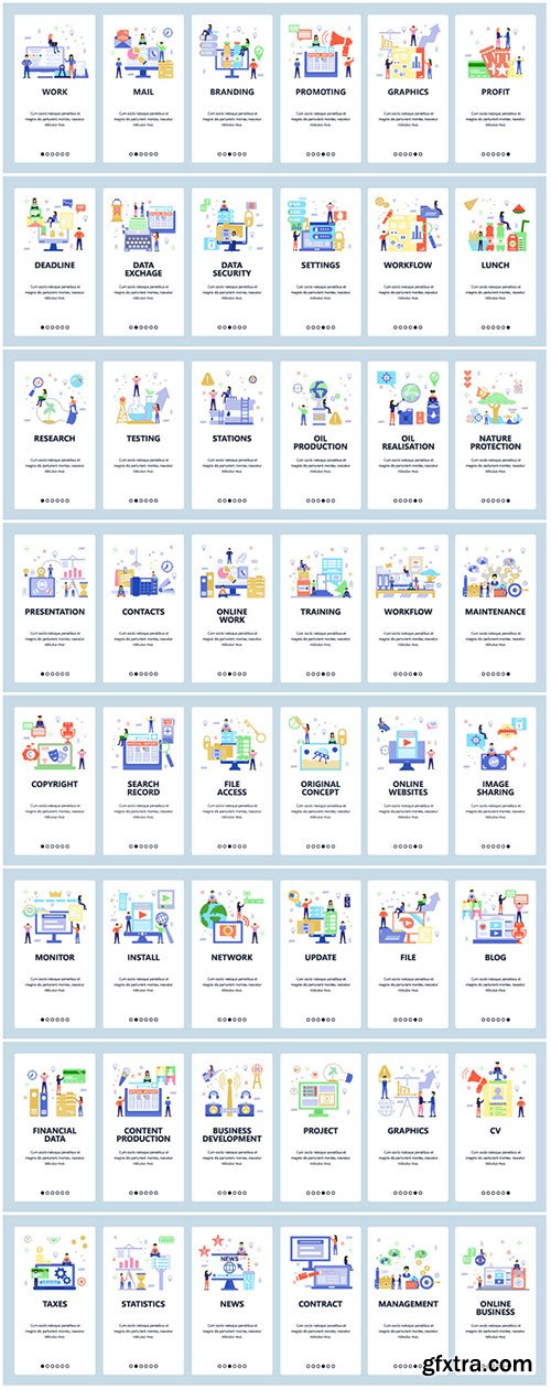 Website and mobile app onboarding screens vector template