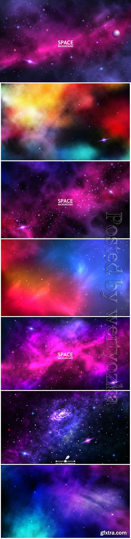 Space with bright spiral galaxy, stardust and shining stars Space with bright spiral galaxy, stardust and shining stars