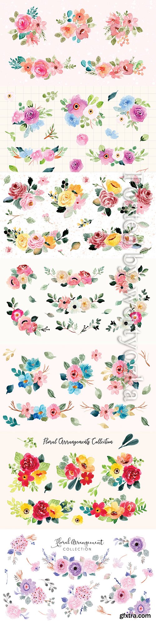 Pretty flower arrangement watercolor collection Pretty flower arrangement watercolor collection
