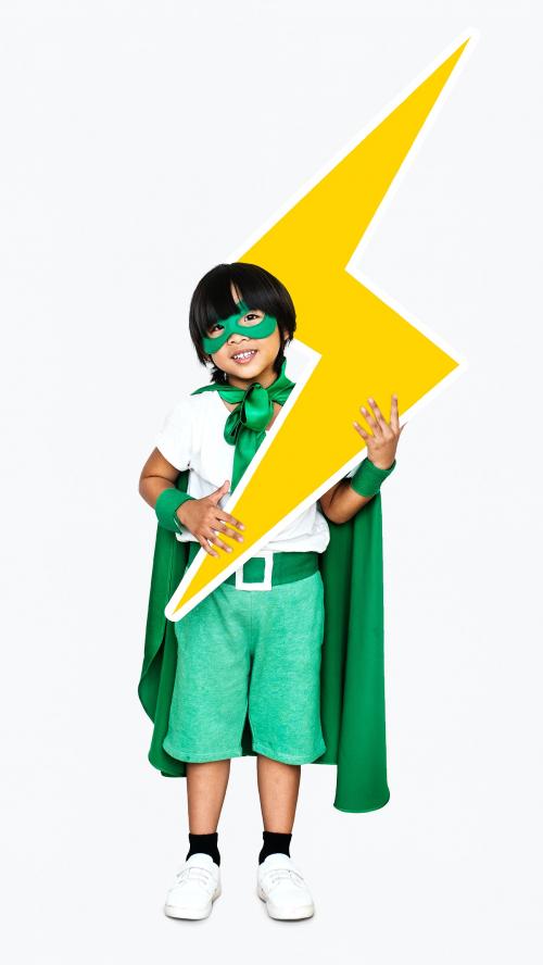 Young superhero with a lightning bolt - 491803
