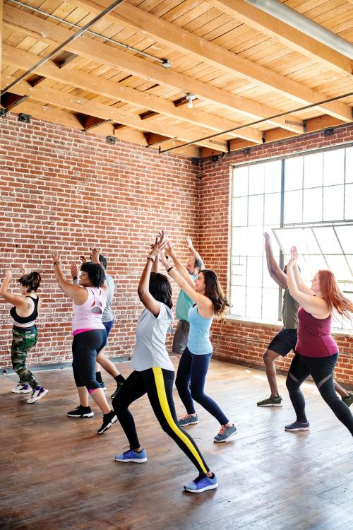Diverse people in an active dance class - 2046422