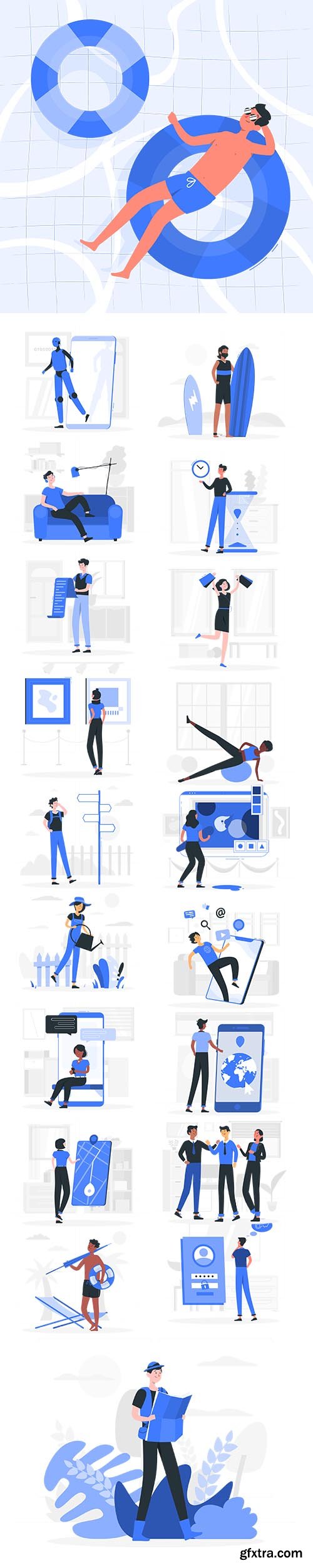 Vector Blu Illustrations People Concept Vol 4