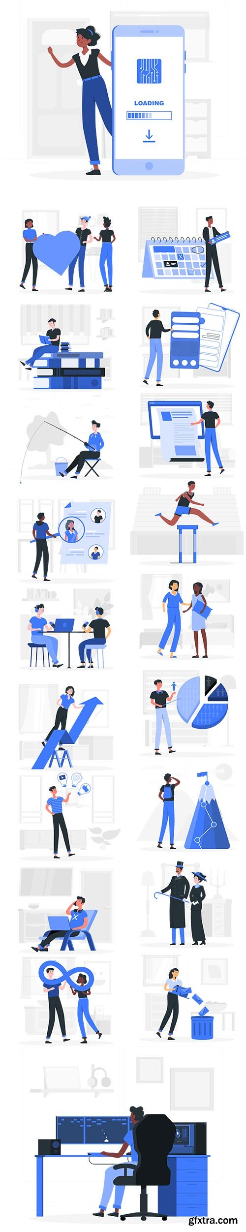 Vector Blu Illustrations People Concept Vol 5