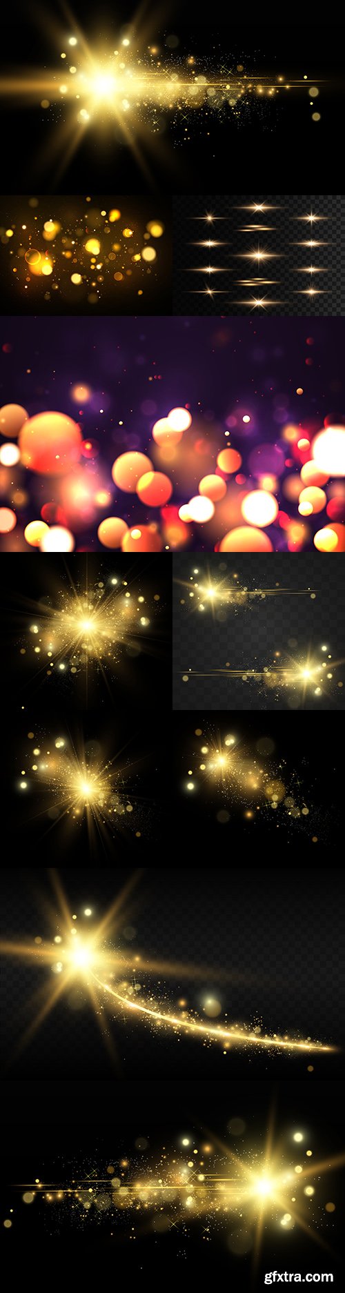 Golden bright star light effect design illustration
