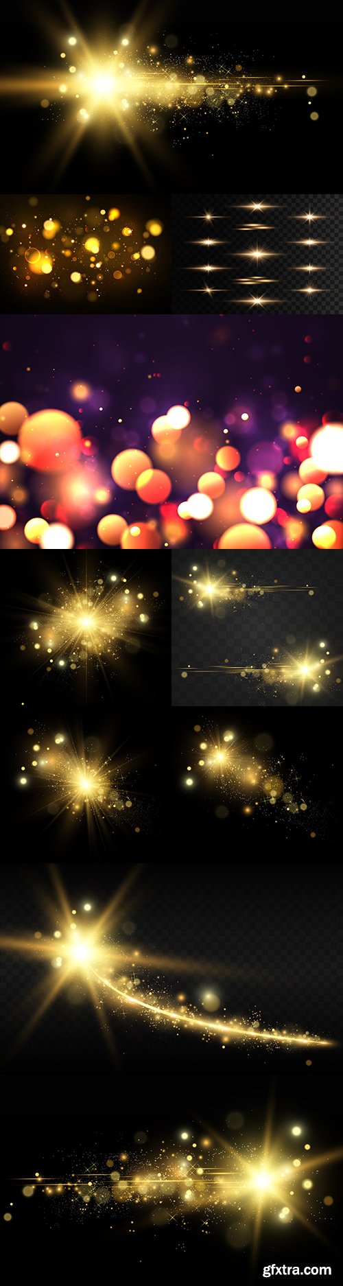 Golden Bright Star Light Effect Design Illustration 10xEPS