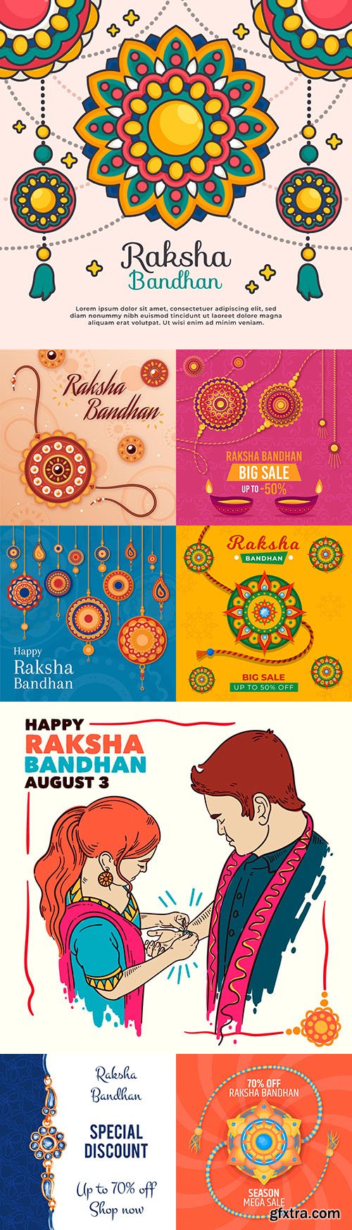 Raksha Bandhan Indian Holiday Flat Design Illustration
