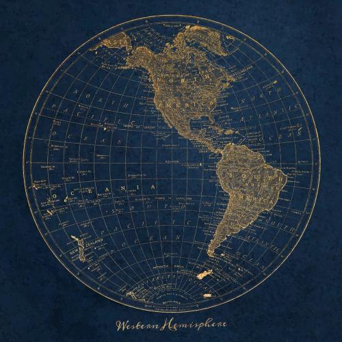 Western Hemisphere map vintage illustration vector, remix from original artwork. - 2269886