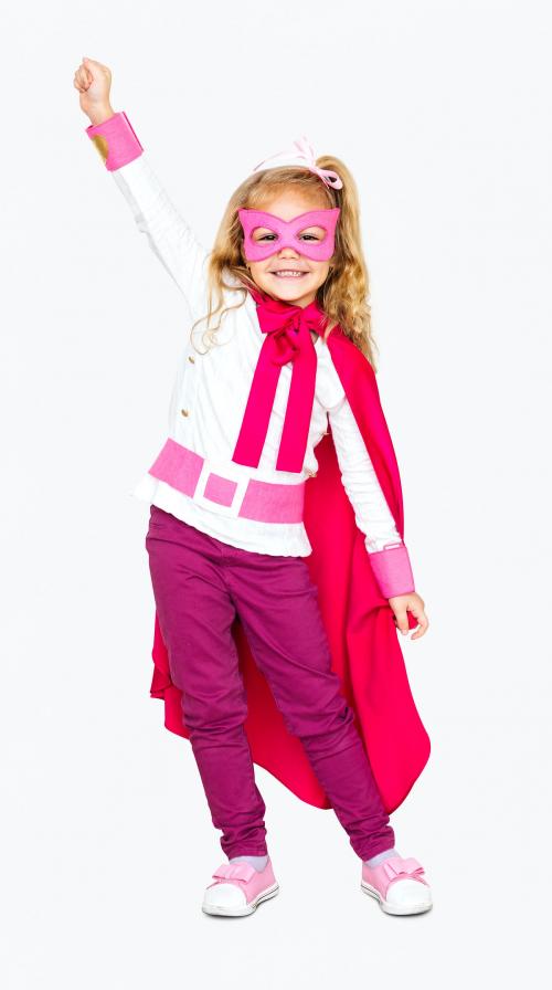 Girl wearing a pink superhero costume - 491954