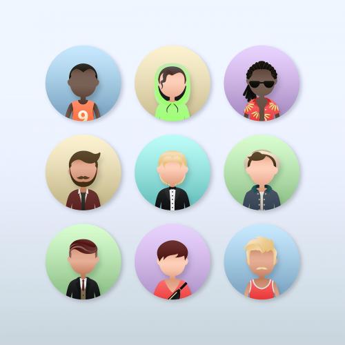 Set of diverse men avatar character vector - 2024243