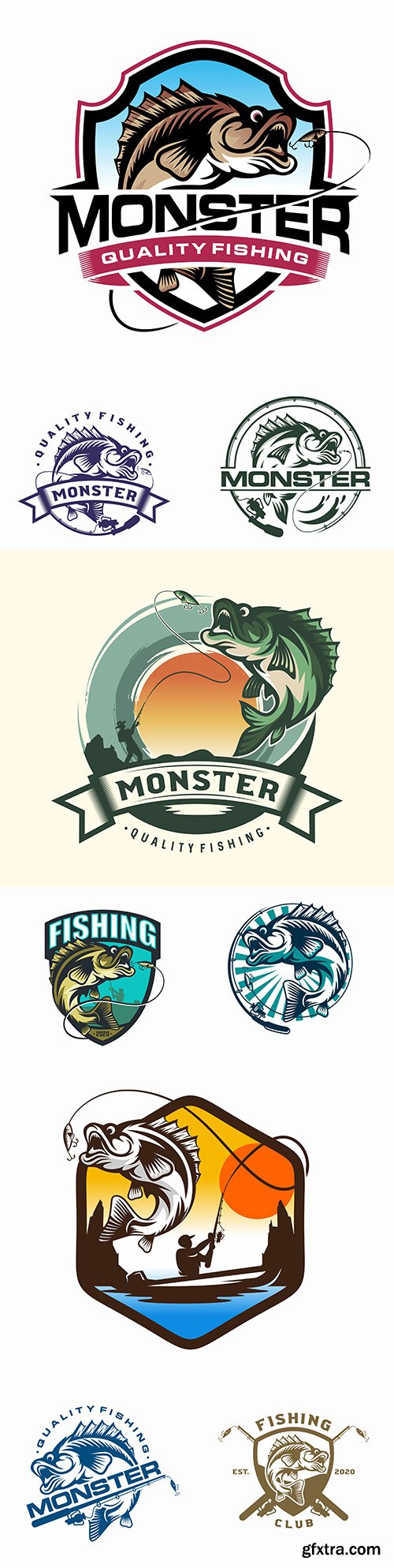 Old logo fishing design Business Company
