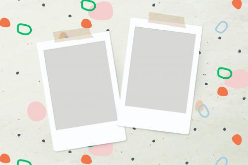 Blank picture frames on abstract beige background vector - 2033584