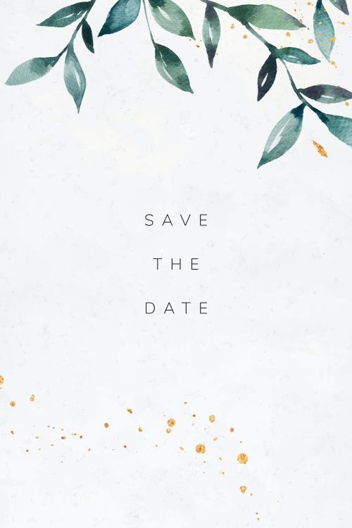 Green leafy wedding invitation card vector - 2037254