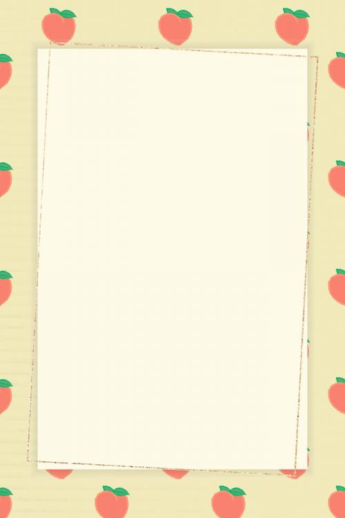 Gold frame on hand drawn peach pattern social template vector - 2033546