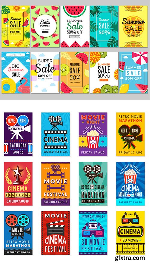 Cinema and Summer Poster Backgrounds Collection