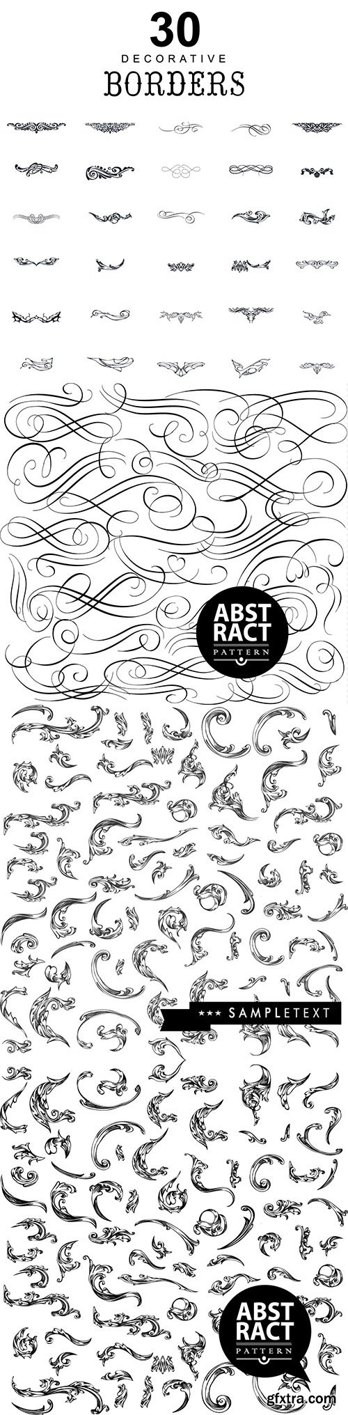 Set of hand-drawing calligraphic floral vector design elements Set of hand-drawing calligraphic floral vector design elements