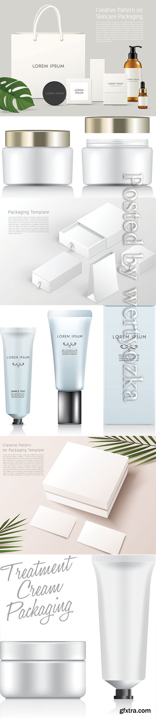 Make up and skincare packaging vector template 