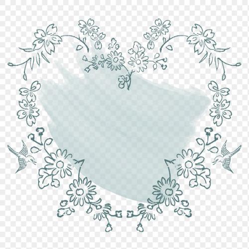 Blue floral frame design element transparent png - 2093713