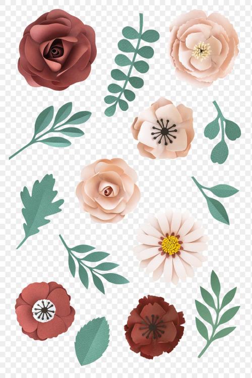 Flowers and leaves paper craft transparent png - 2025411