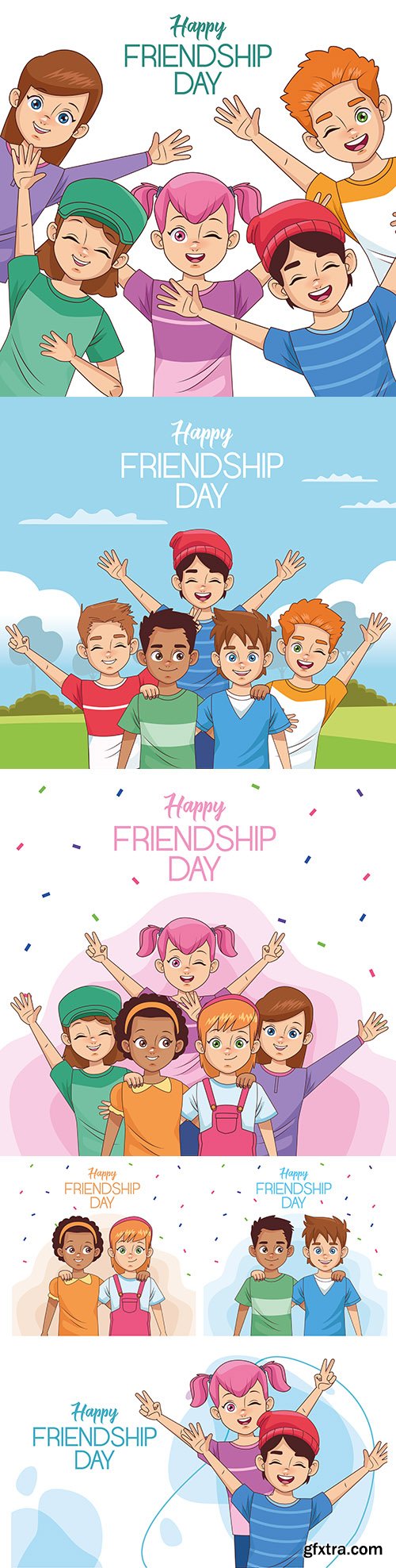 Friendship Day celebration with group of children illustrations

