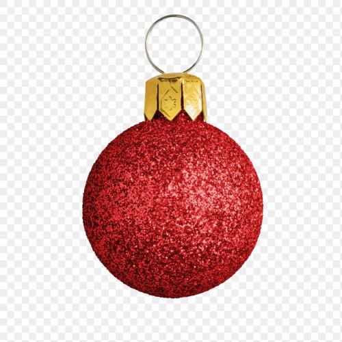 A glitter red ball Christmas ornament on transparent - 1231178