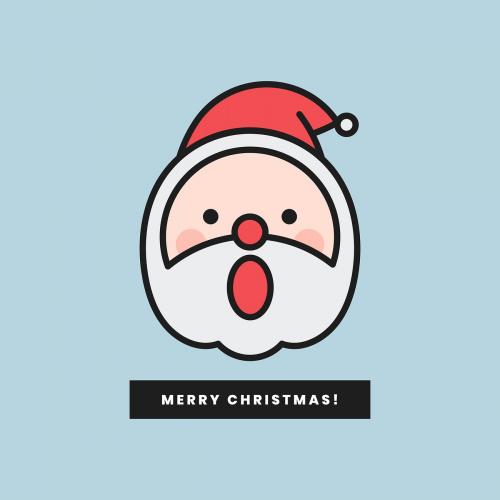Santa with open mouth emoticon and Merry Christmas sign isolated on blue background vector - 1230342