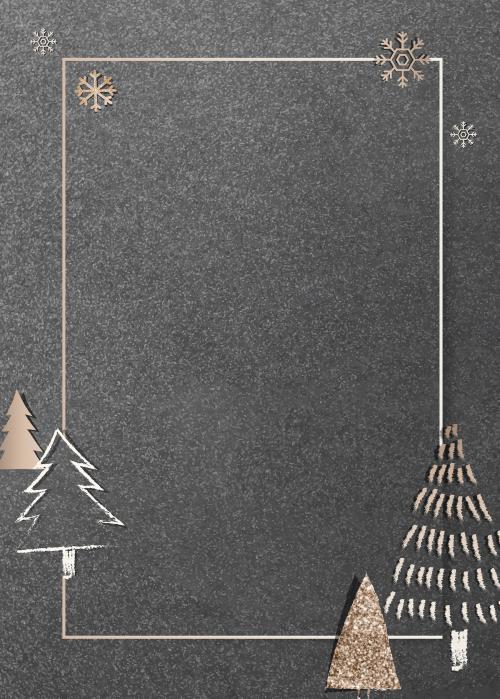 Dark Christmas gold frame background vector - 1233146