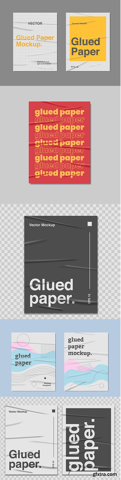 Set of Realistic Glued Paper Poster