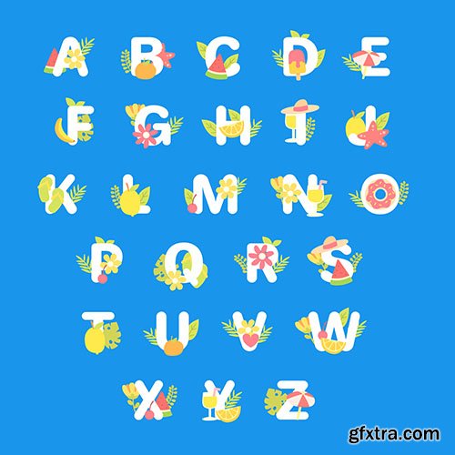 Floral Fruits Alphabet