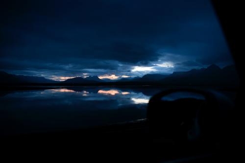 View of the blue hour from a car window - 1227141