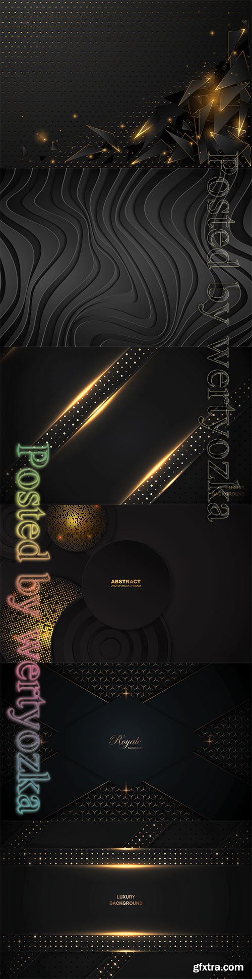 Luxury black background a combination with golden light and dots glitters