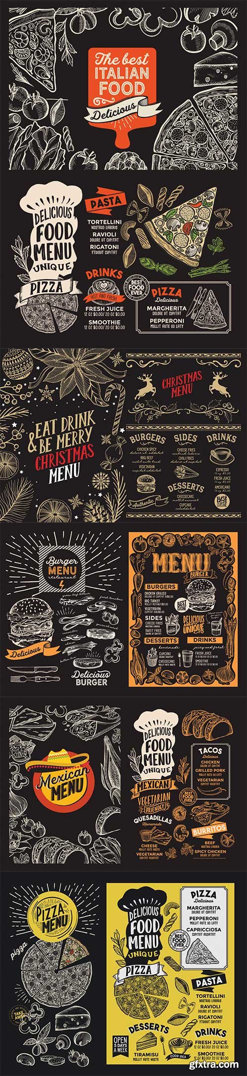 Menu food template for restaurant with doodle hand-drawn Menu food template for restaurant with doodle hand-drawn