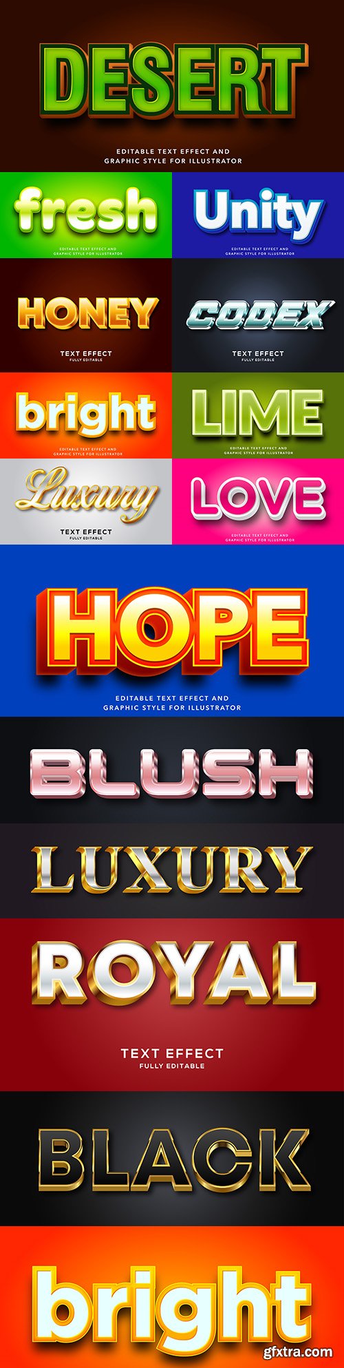 Editable font effect text collection illustration design 129
