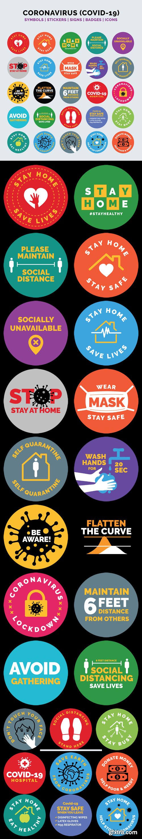 Covid-19 Printable Vectors Collection Covid-19 Printable Vectors Collection