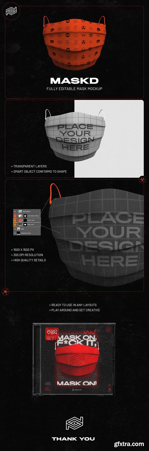MASKD - Fully Editable Mask PSD Mockup MASKD - Fully Editable Mask PSD Mockup