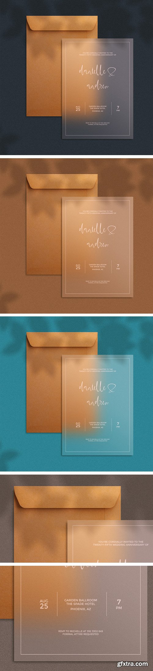 Translucent Invitation Card with Envelope PSD Mockups Translucent Invitation Card with Envelope PSD Mockups