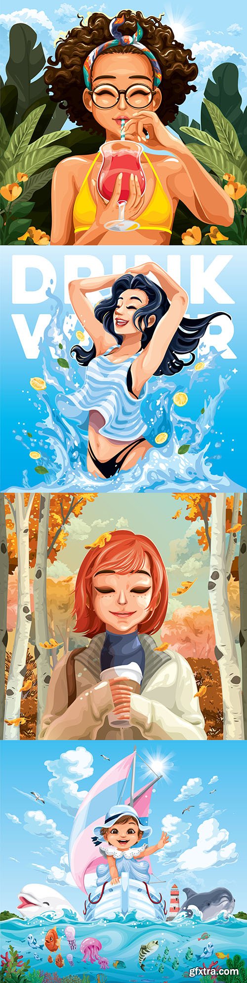 Beautiful girls at different times of the year and age
