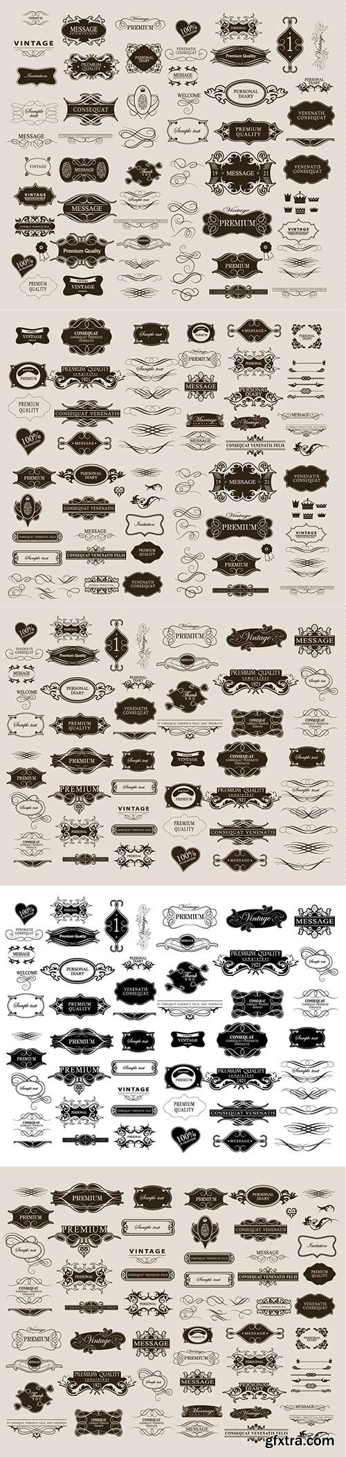 Set of calligraphic vector elements for design Set of calligraphic vector elements for design