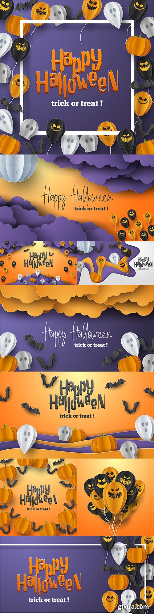 Happy Halloween holiday banner illustration collection 2
