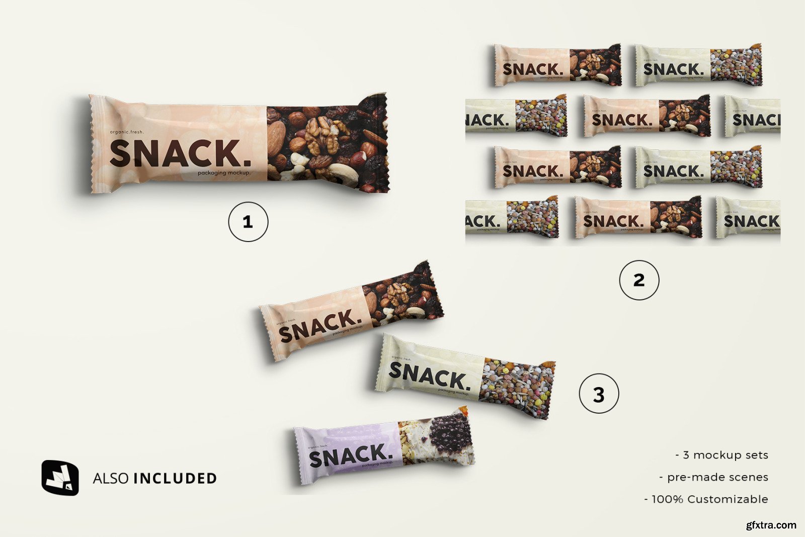 Вesignertale Organic Snack Bar Packaging Mockup » GFxtra