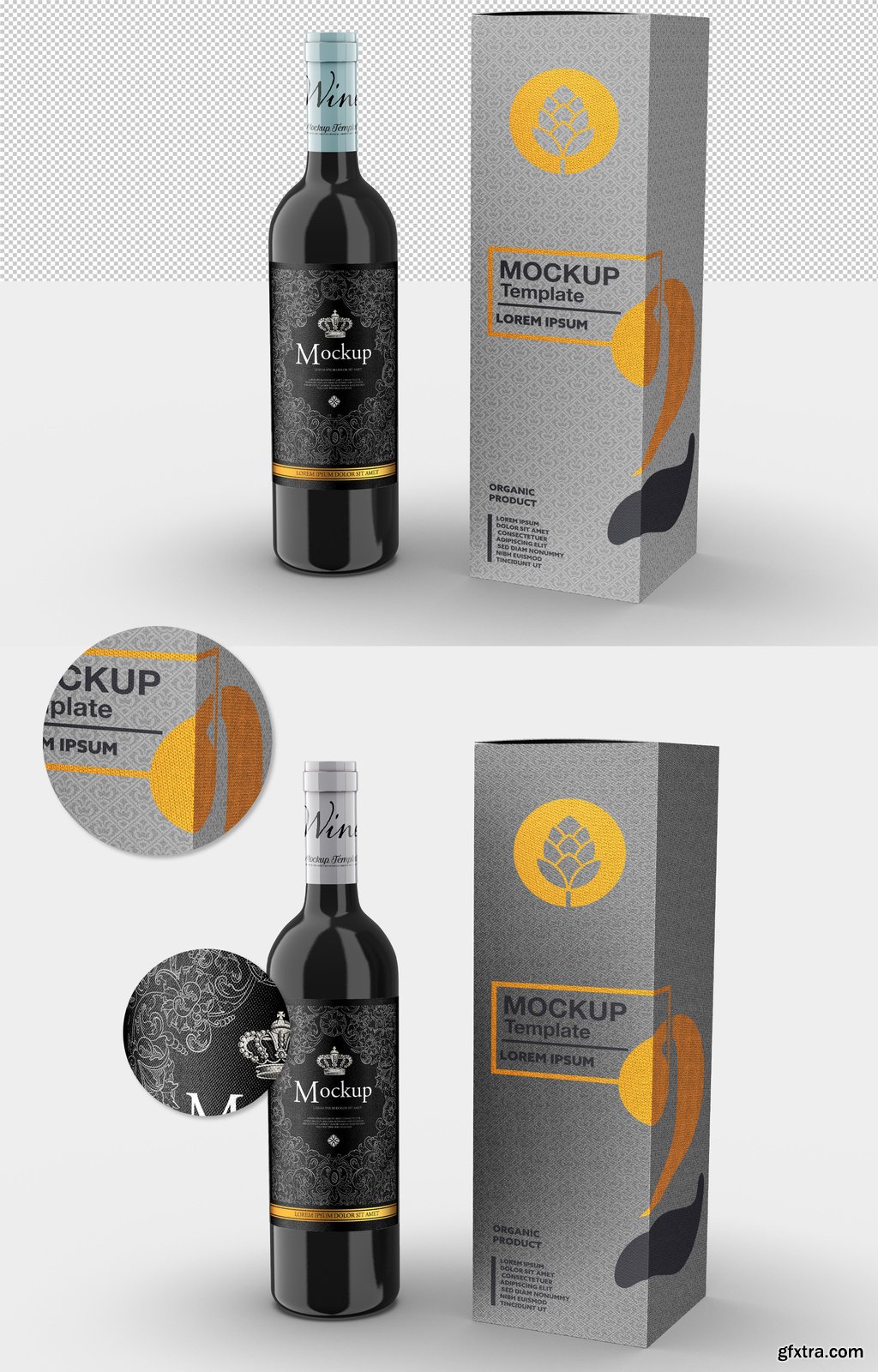 Wine Bottle and Box Mockup 360561018 » GFxtra