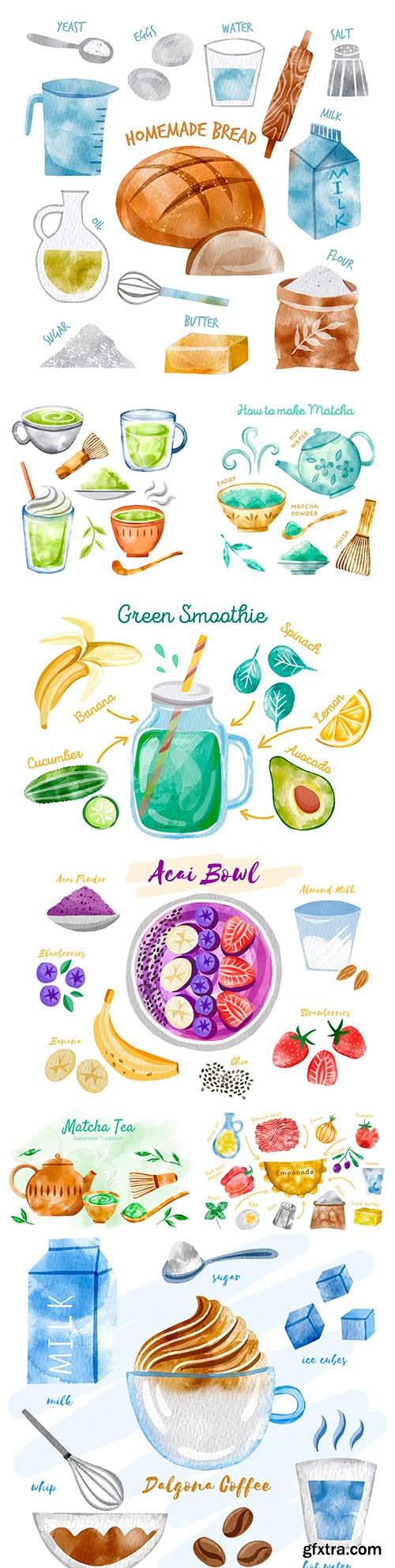 Painted recipes for cooking delicious and useful dishes
