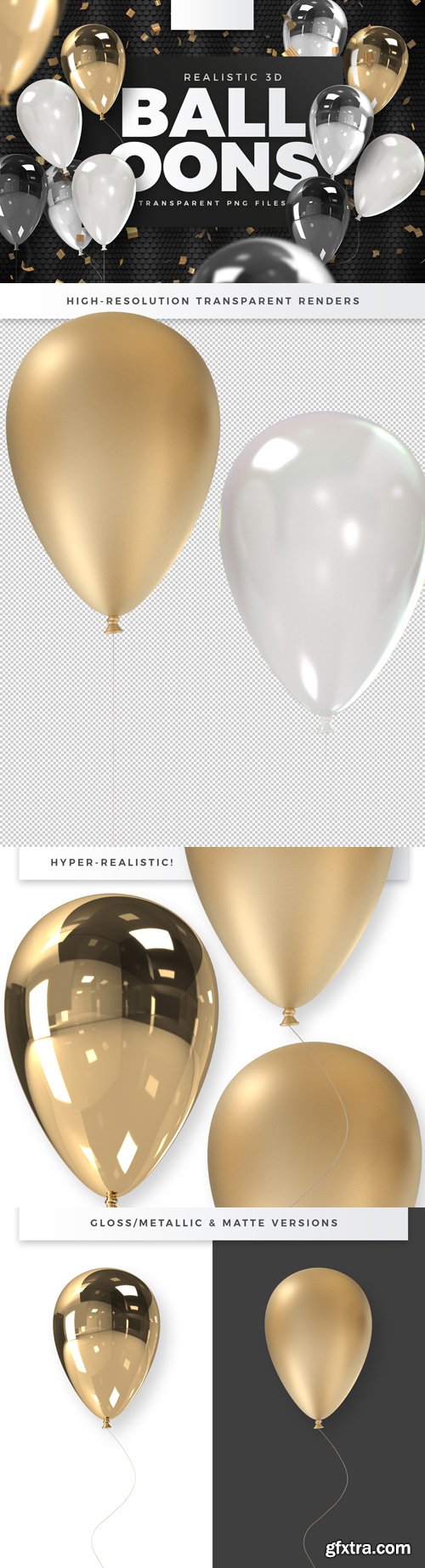 Realistic 3D Balloons - 3D Renders