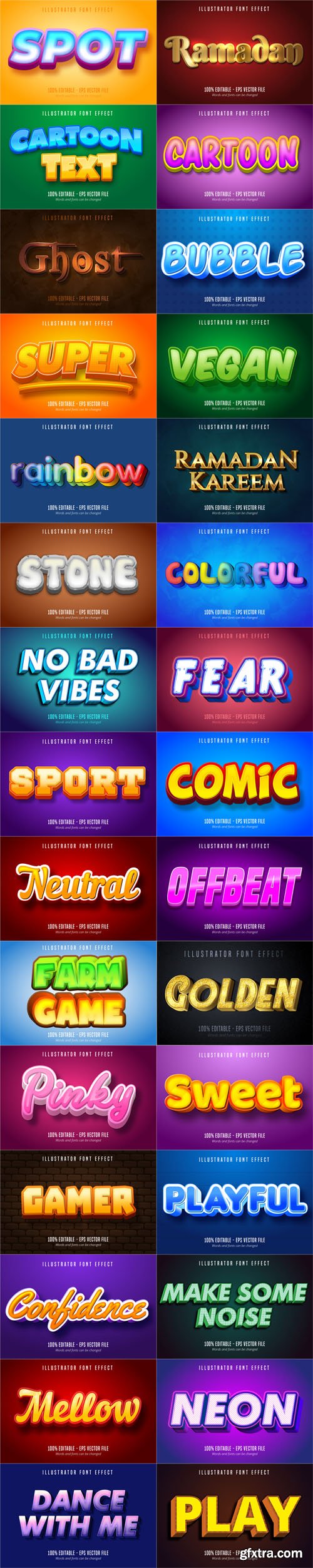 Cartoon Style Font Effect Bundle - 30 Premium Vector Graphics Vol.2 Cartoon Style Font Effect Bundle - 30 Premium Vector Graphics Vol.2
